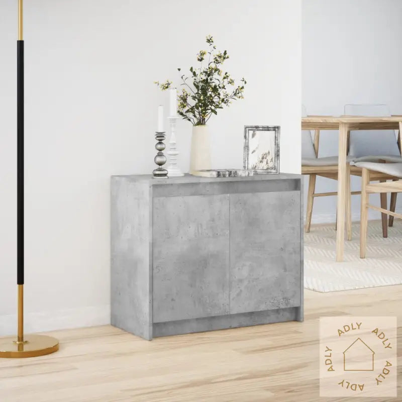 Skjenk Med Led Betonggrå 72X34X61 Cm Konstruert Tre