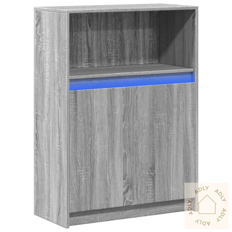 Skjenk Med Led Grå Sonoma 72X34X100 Cm Konstruert Tre