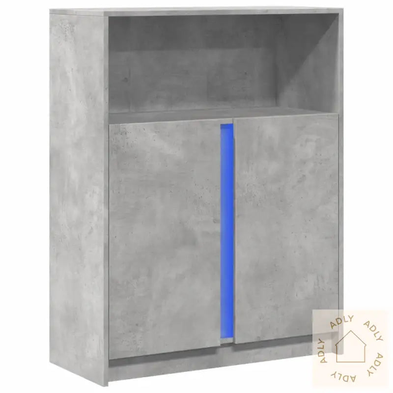 Skjenk Med Led Betonggrå 77X34X100 Cm Konstruert Tre