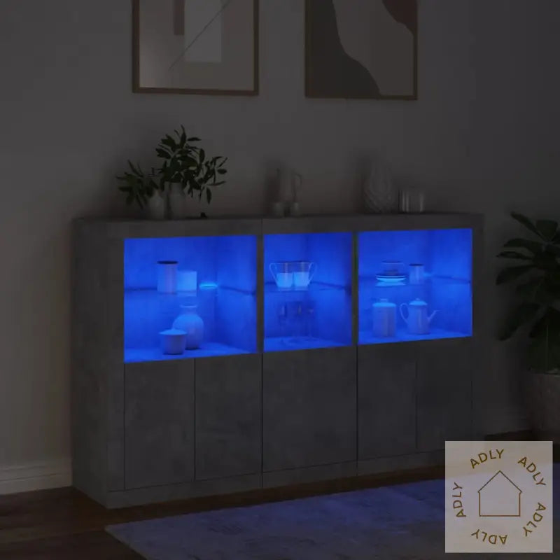 Skjenk Med Led-Lys Betonggrå 162X37X100 Cm