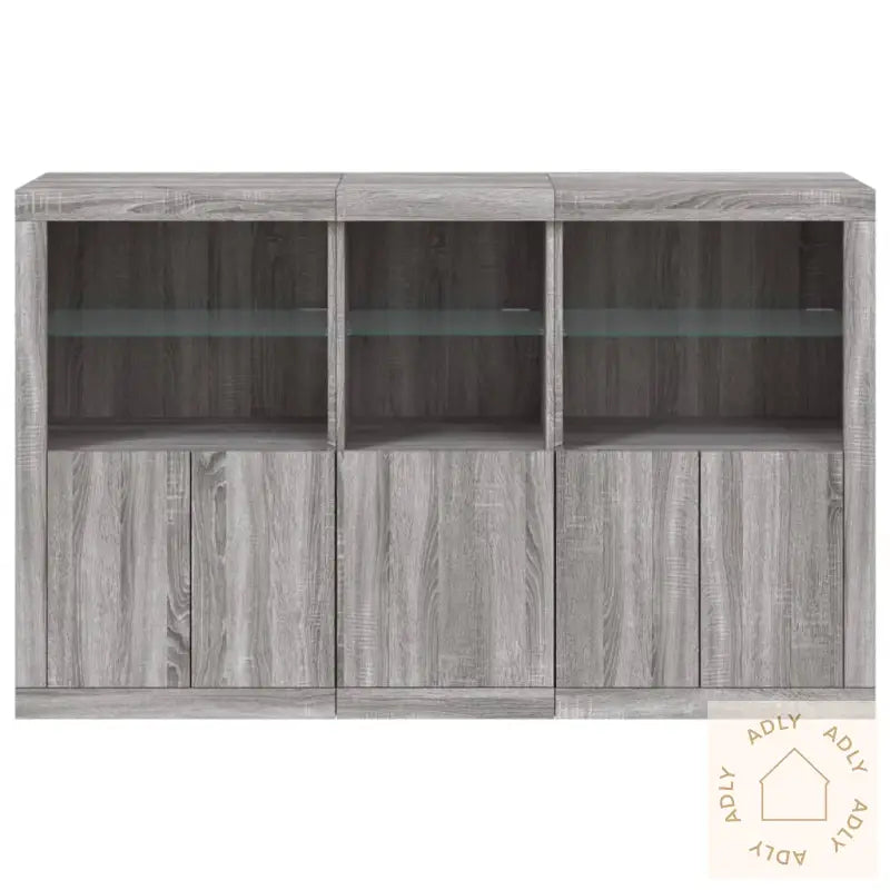 Skjenk Med Led-Lys Grå Sonoma 162X37X100 Cm