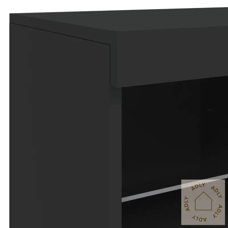 Skjenk Med Led-Lys Svart 202X37X67 Cm