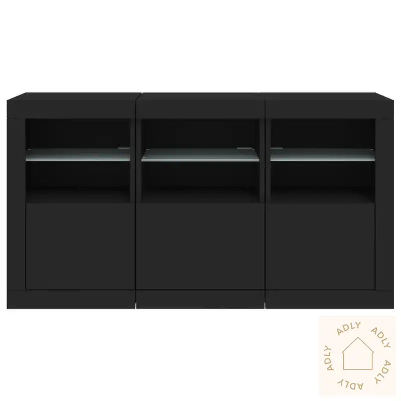 Skjenk Med Led-Lys Svart 123X37X67 Cm