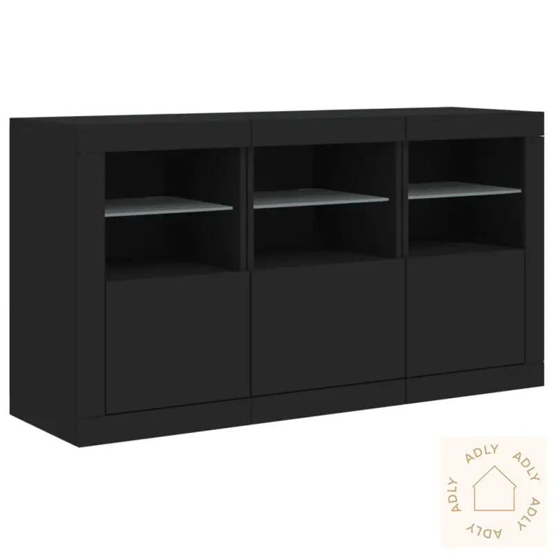 Skjenk Med Led-Lys Svart 123X37X67 Cm