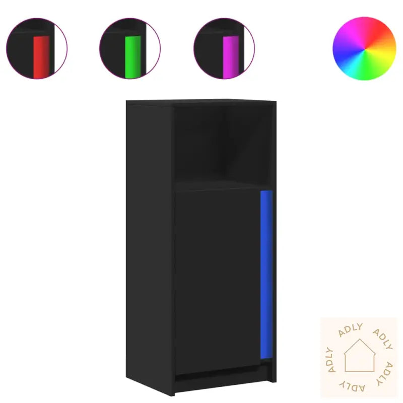 Skjenk Med Led Svart 42,5X34X100 Cm Konstruert Tre