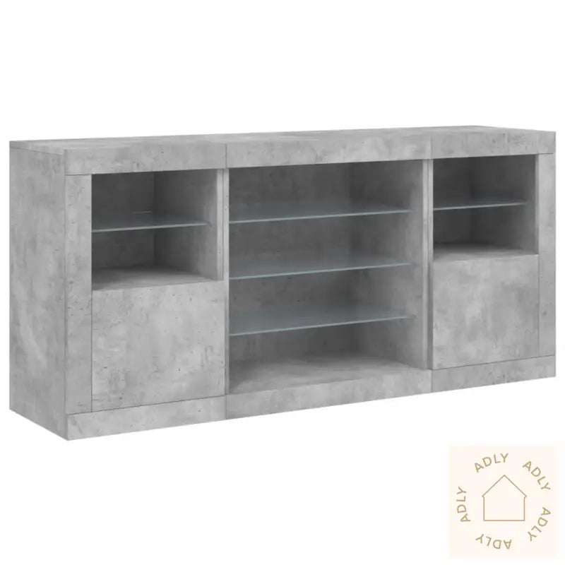 Skjenk Med Led-Lys Betonggrå 142,5X37X67 Cm