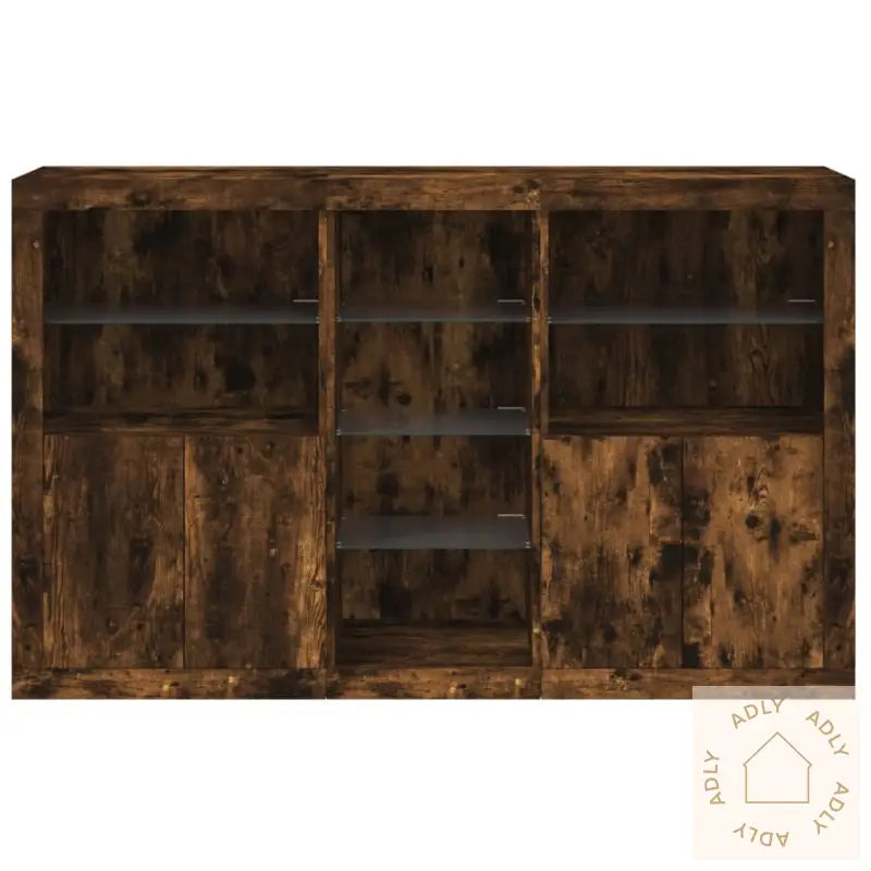 Skjenk Med Led-Lys Røkt Eik 162X37X100 Cm