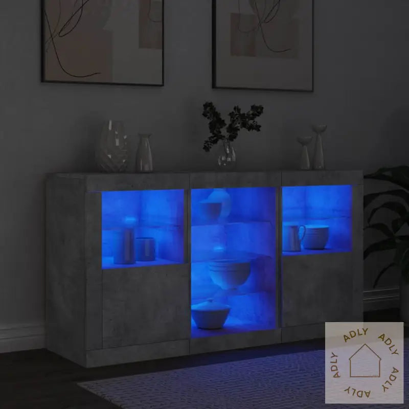 Skjenk Med Led-Lys Betonggrå 123X37X67 Cm