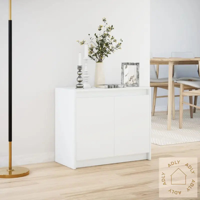 Skjenk Med Led Hvit 72X34X61 Cm Konstruert Tre