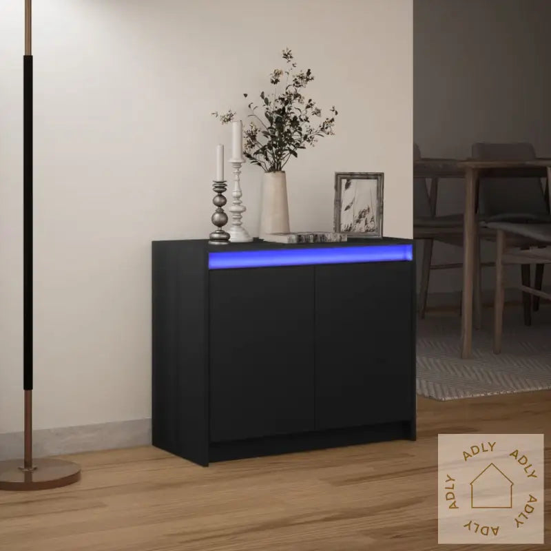 Skjenk Med Led Svart 72X34X61 Cm Konstruert Tre