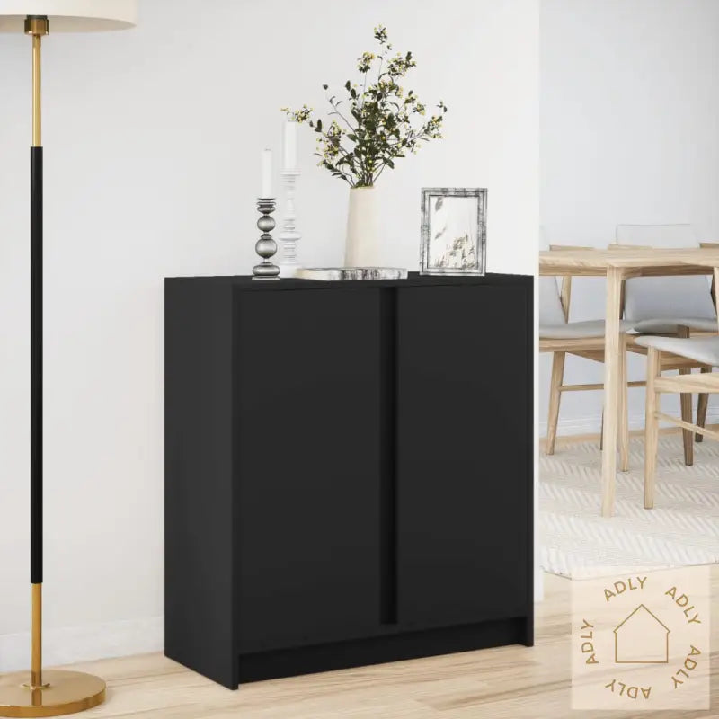 Skjenk Med Led Svart 77X34X85 Cm Konstruert Tre