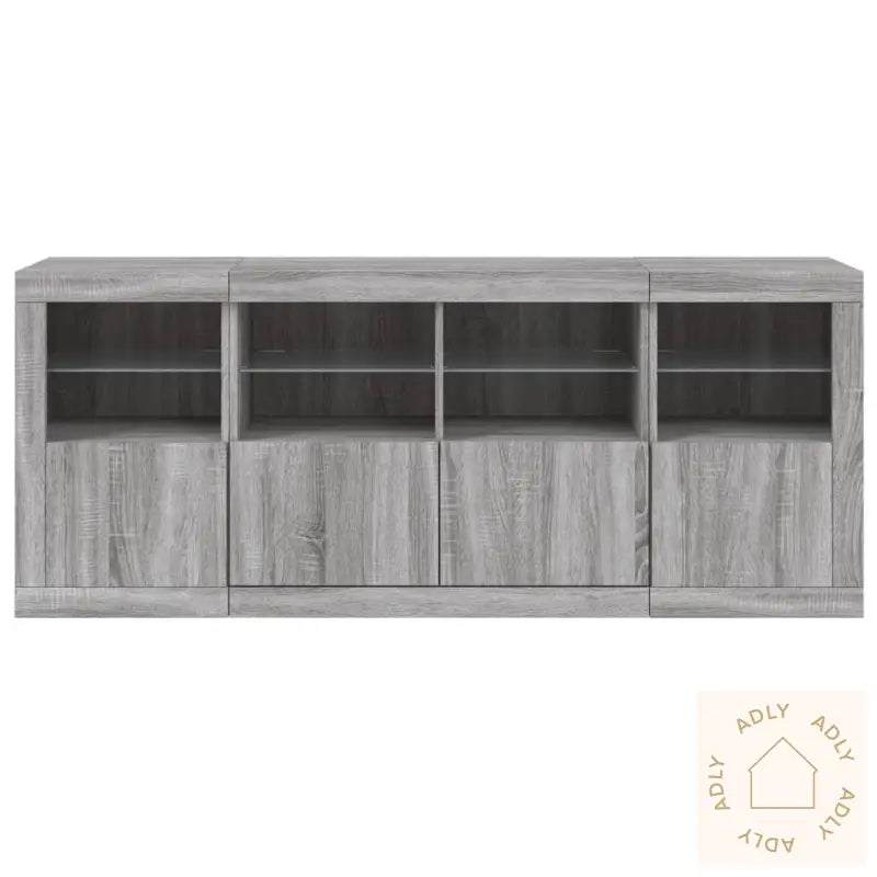 Skjenk Med Led-Lys Grå Sonoma 163X37X67 Cm