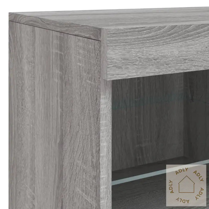 Skjenk Med Led-Lys Grå Sonoma 163X37X67 Cm