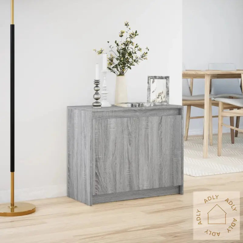 Skjenk Med Led Grå Sonoma 72X34X61 Cm Konstruert Tre