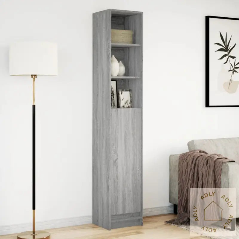 Skjenk Med Led Grå Sonoma 36X32,5X200 Cm Konstruert Tre