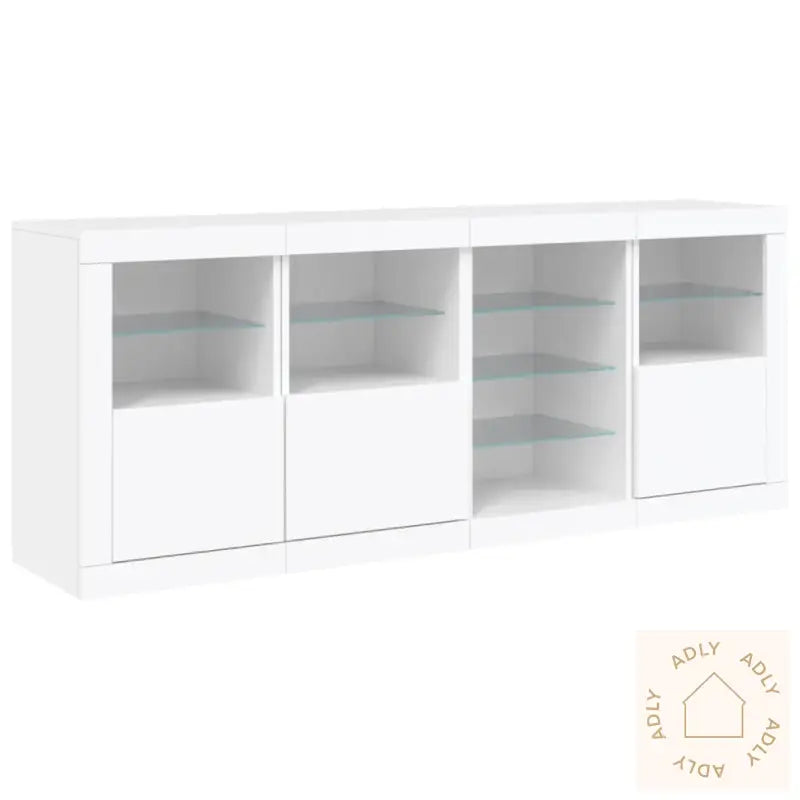 Skjenk Med Led-Lys Hvit 164X37X67 Cm