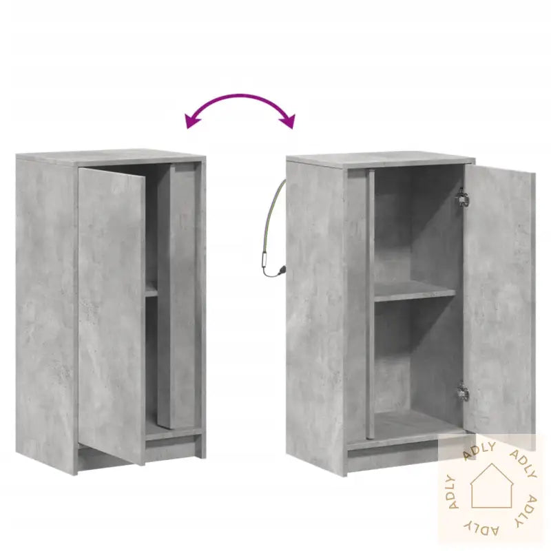 Skjenk Med Led Betonggrå 42,5X34X85 Cm Konstruert Tre