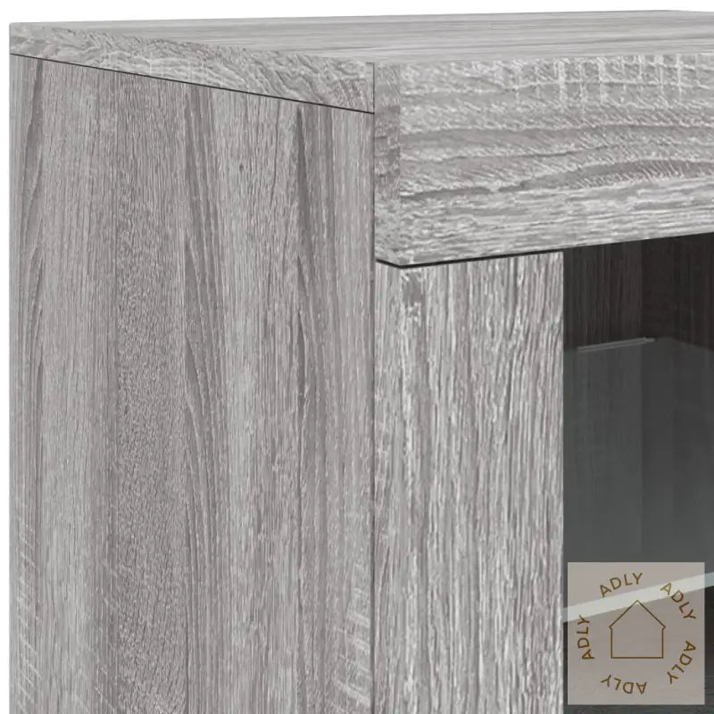 Skjenk Med Led-Lys Grå Sonoma 123X37X67 Cm