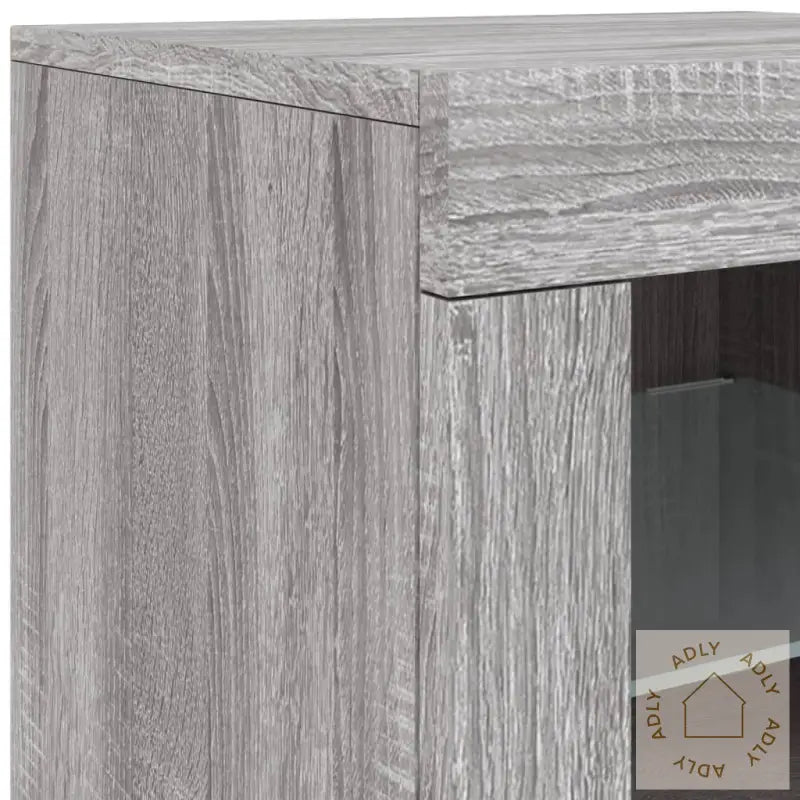 Skjenk Med Led-Lys Grå Sonoma 163X37X67 Cm