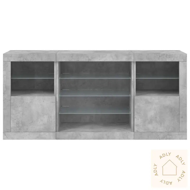 Skjenk Med Led-Lys Betonggrå 142,5X37X67 Cm