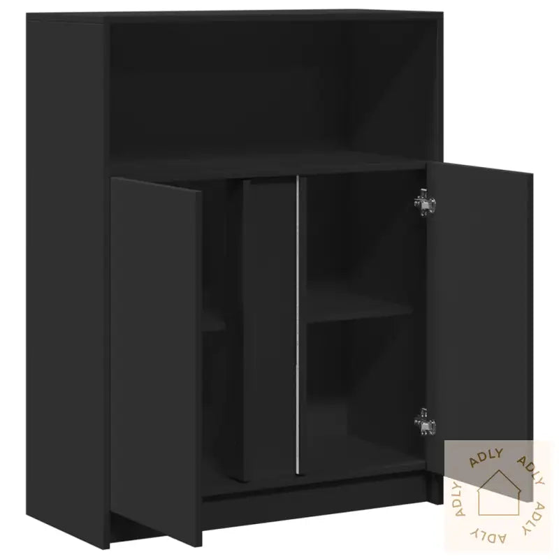 Skjenk Med Led Svart 77X34X100 Cm Konstruert Tre