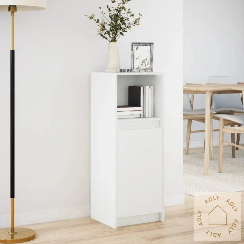 Skjenk Med Led Hvit 38X34X100 Cm Konstruert Tre