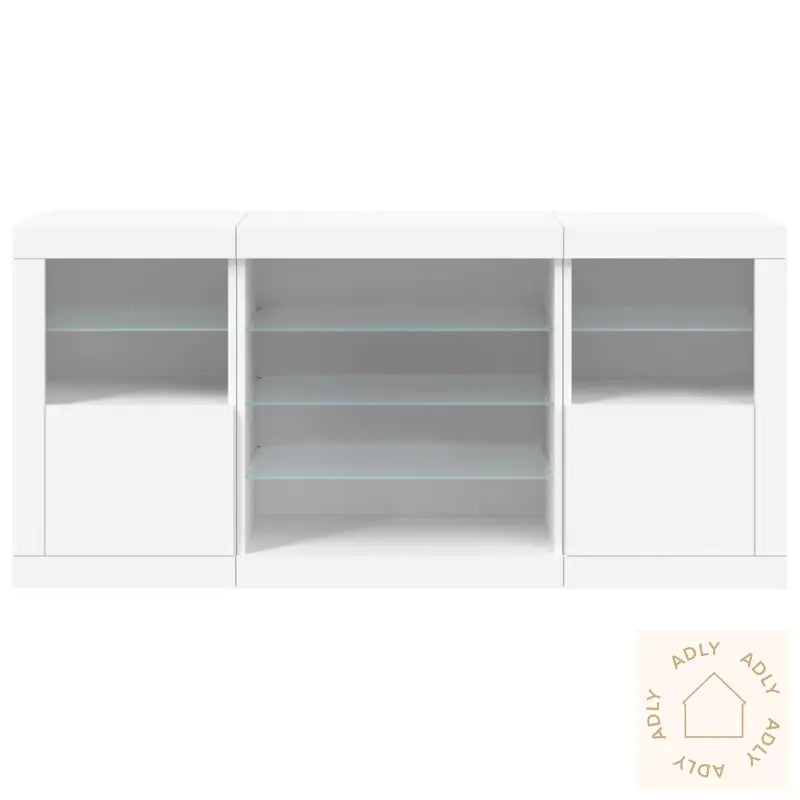 Skjenk Med Led-Lys Hvit 142,5X37X67 Cm