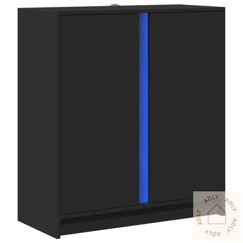 Skjenk Med Led Svart 77X34X85 Cm Konstruert Tre