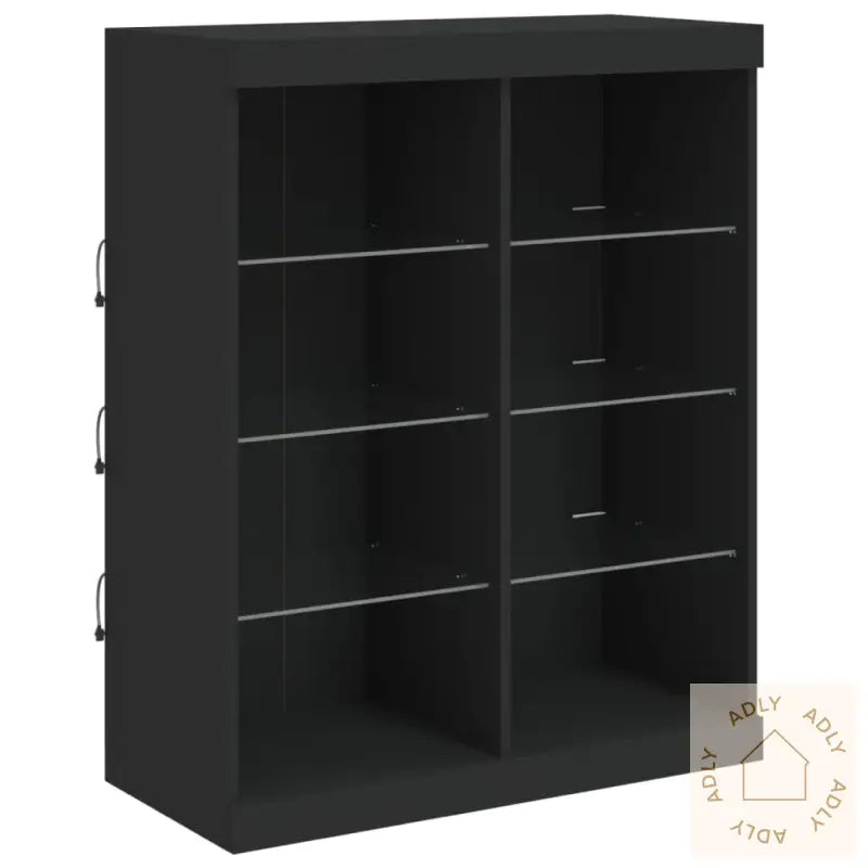 Skjenk Med Led-Lys Svart 202X37X100 Cm