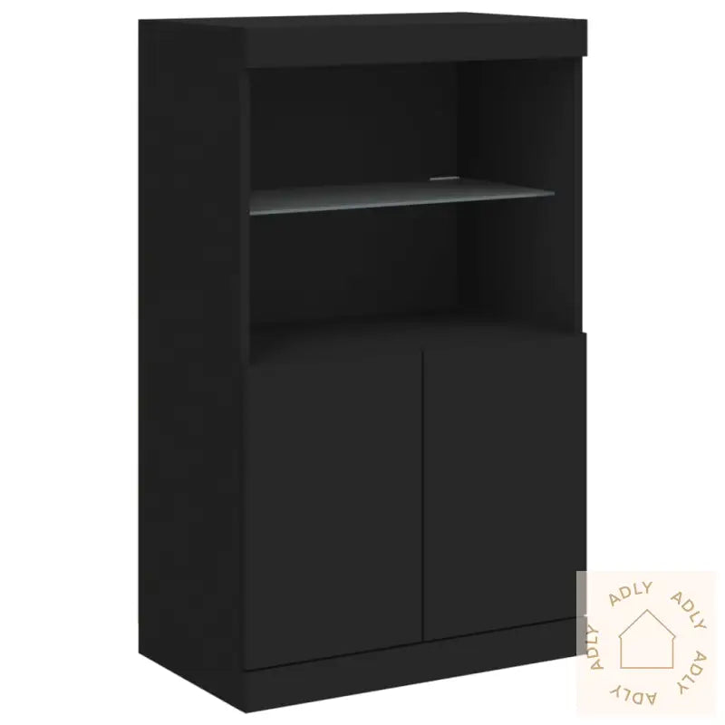 Skjenk Med Led-Lys Svart 60,5X37X100 Cm