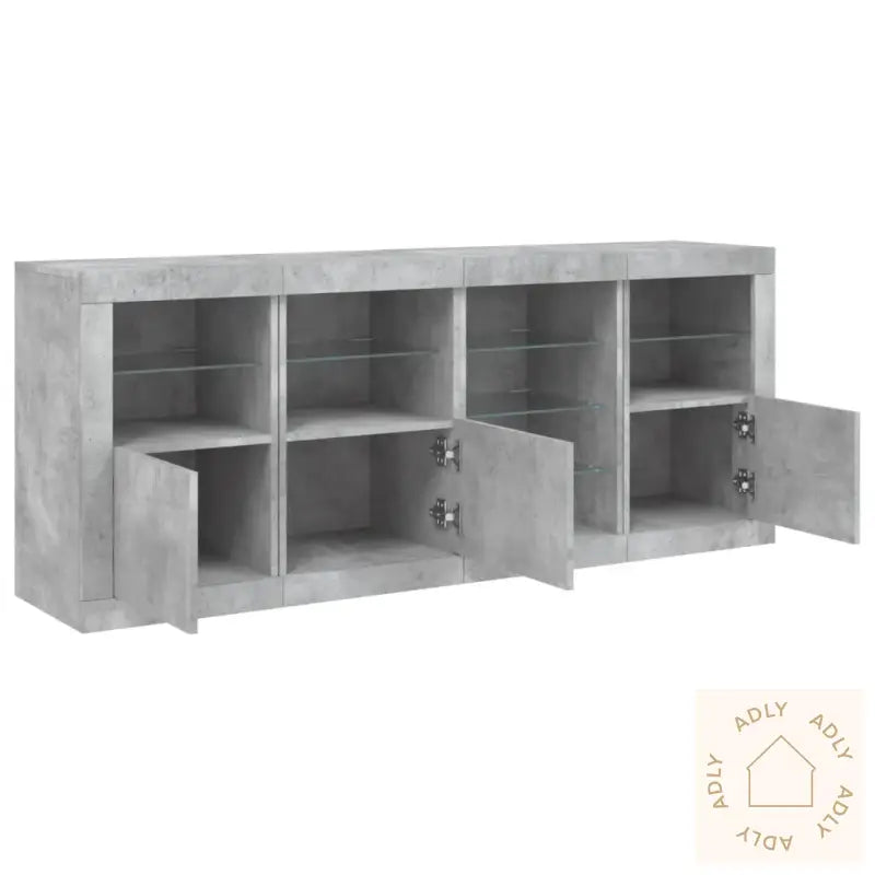 Skjenk Med Led-Lys Betonggrå 164X37X67 Cm