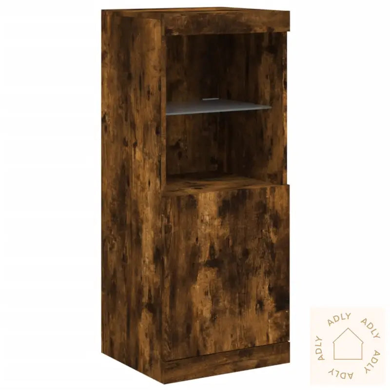 Skjenk Med Led-Lys Røkt Eik 162X37X100 Cm