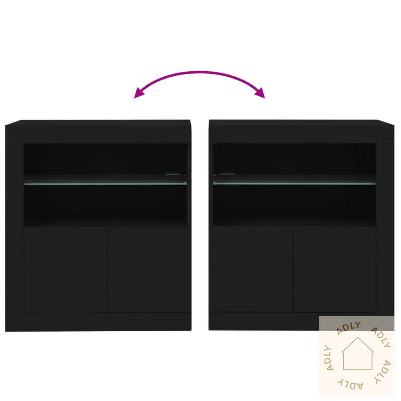 Skjenk Med Led-Lys Svart 60,5X37X67 Cm