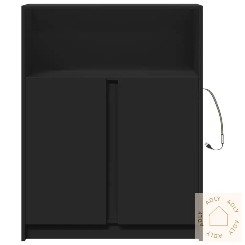 Skjenk Med Led Svart 77X34X100 Cm Konstruert Tre