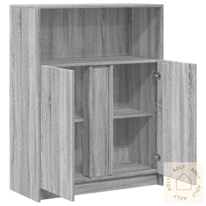 Skjenk Med Led Grå Sonoma 77X34X100 Cm Konstruert Tre