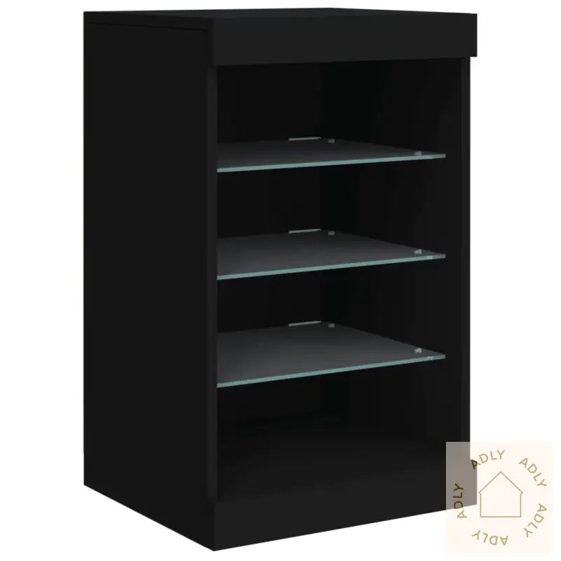 Skjenk Med Led-Lys Svart 162X37X67 Cm