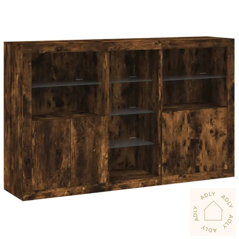 Skjenk Med Led-Lys Røkt Eik 162X37X100 Cm