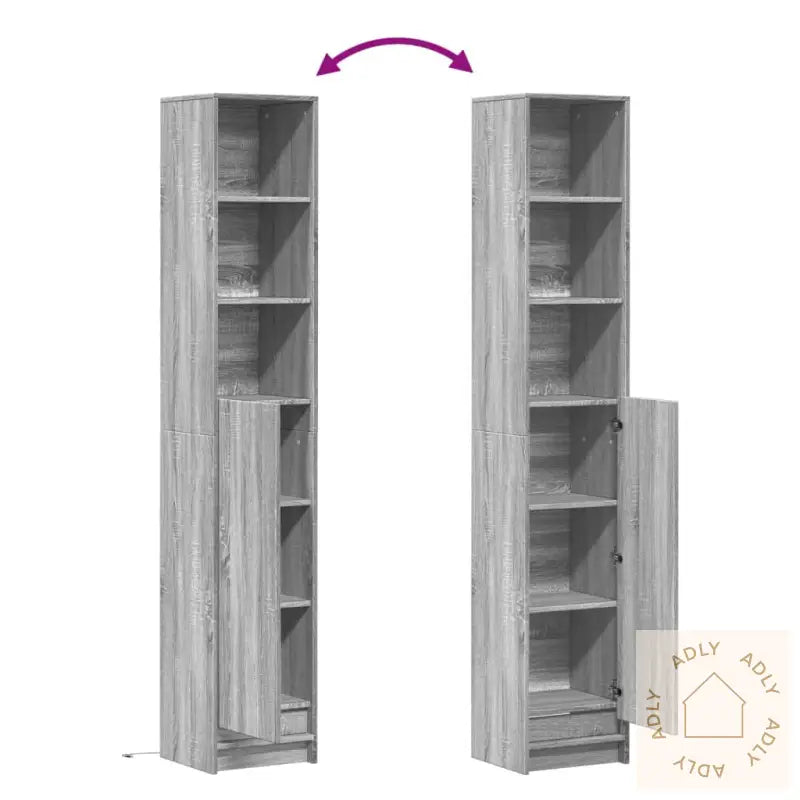 Skjenk Med Led Grå Sonoma 36X32,5X200 Cm Konstruert Tre