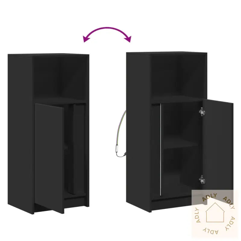 Skjenk Med Led Svart 42,5X34X100 Cm Konstruert Tre