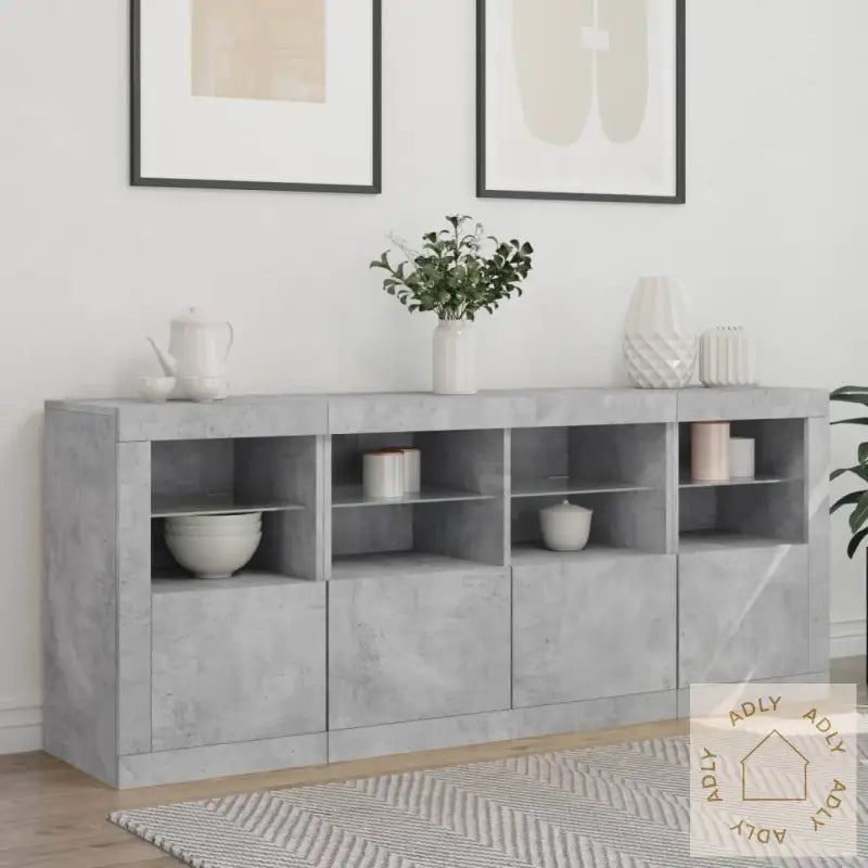 Skjenk Med Led-Lys Betonggrå 163X37X67 Cm