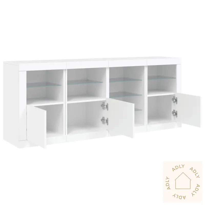 Skjenk Med Led-Lys Hvit 164X37X67 Cm