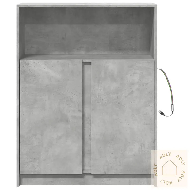 Skjenk Med Led Betonggrå 77X34X100 Cm Konstruert Tre