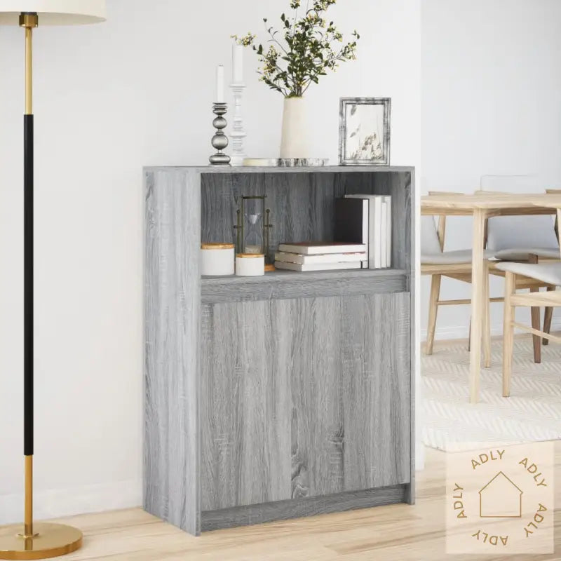Skjenk Med Led Grå Sonoma 72X34X100 Cm Konstruert Tre