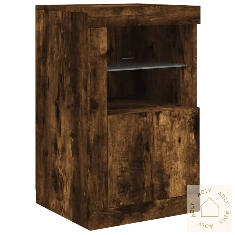 Skjenk Med Led-Lys Røkt Eik 163X37X67 Cm