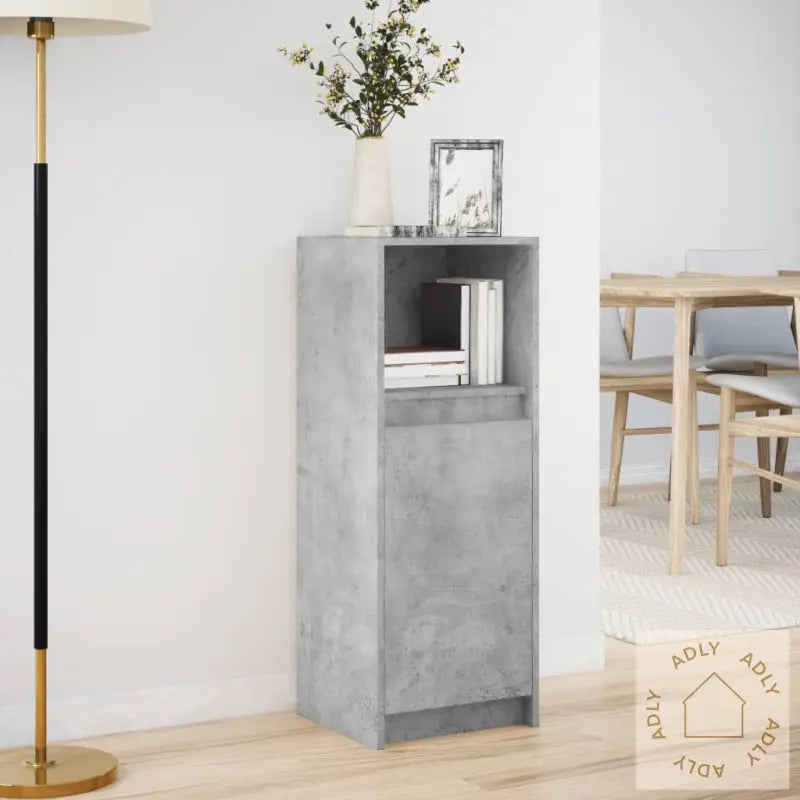 Skjenk Med Led Betonggrå 38X34X100 Cm Konstruert Tre