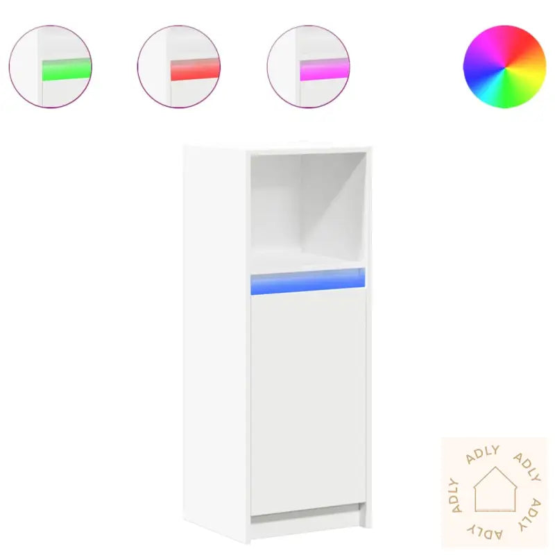 Skjenk Med Led Hvit 38X34X100 Cm Konstruert Tre