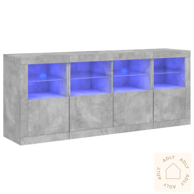 Skjenk Med Led-Lys Betonggrå 163X37X67 Cm