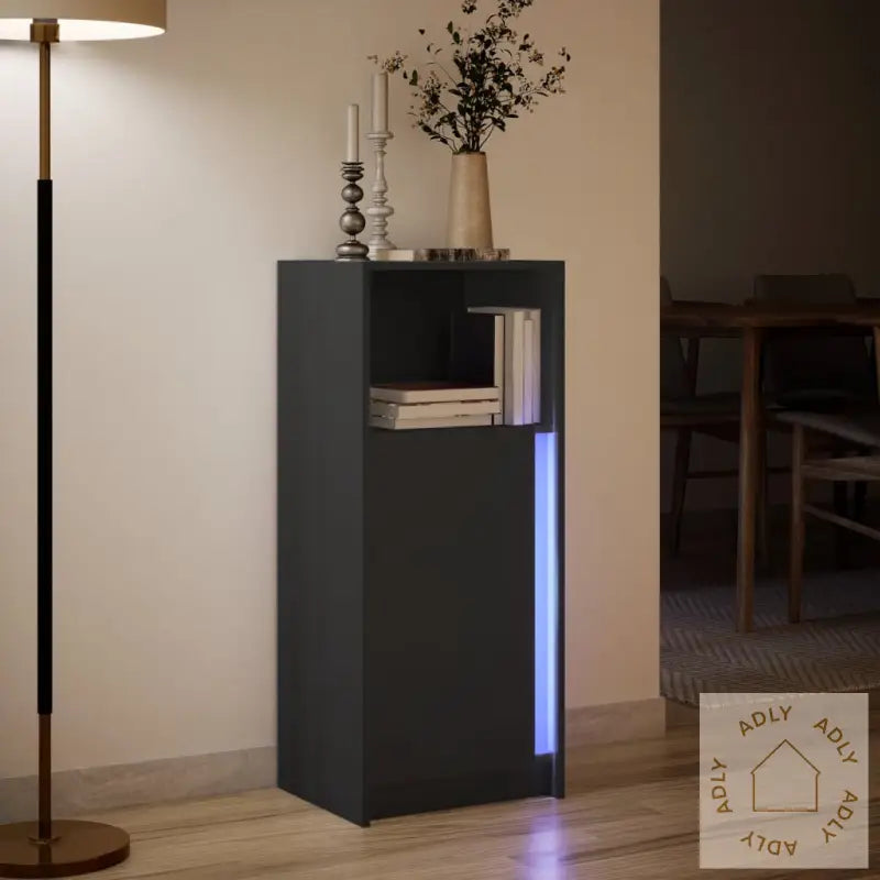 Skjenk Med Led Svart 42,5X34X100 Cm Konstruert Tre