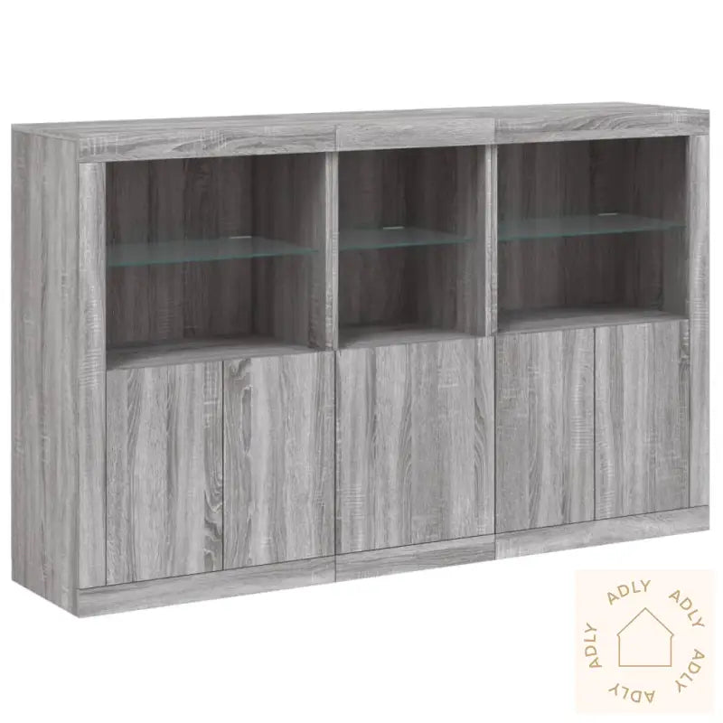 Skjenk Med Led-Lys Grå Sonoma 162X37X100 Cm