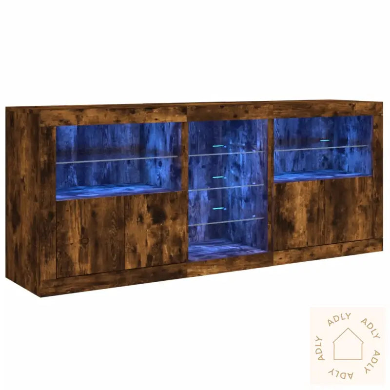 Skjenk Med Led-Lys Røkt Eik 181,5X37X67 Cm